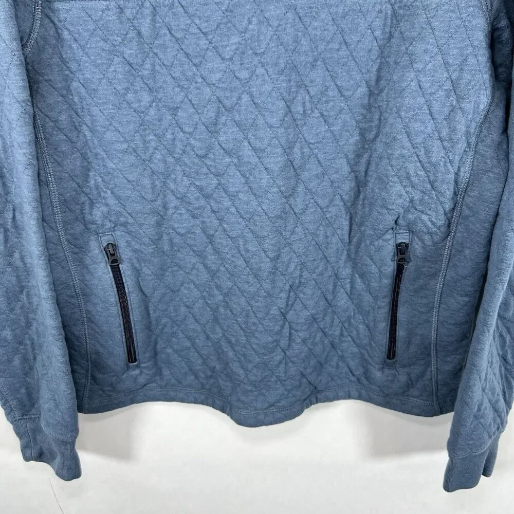 J.Crew Quilted 1/4 Zip Pullover Sweater Mens Size Medium Blue Zipper Pockets